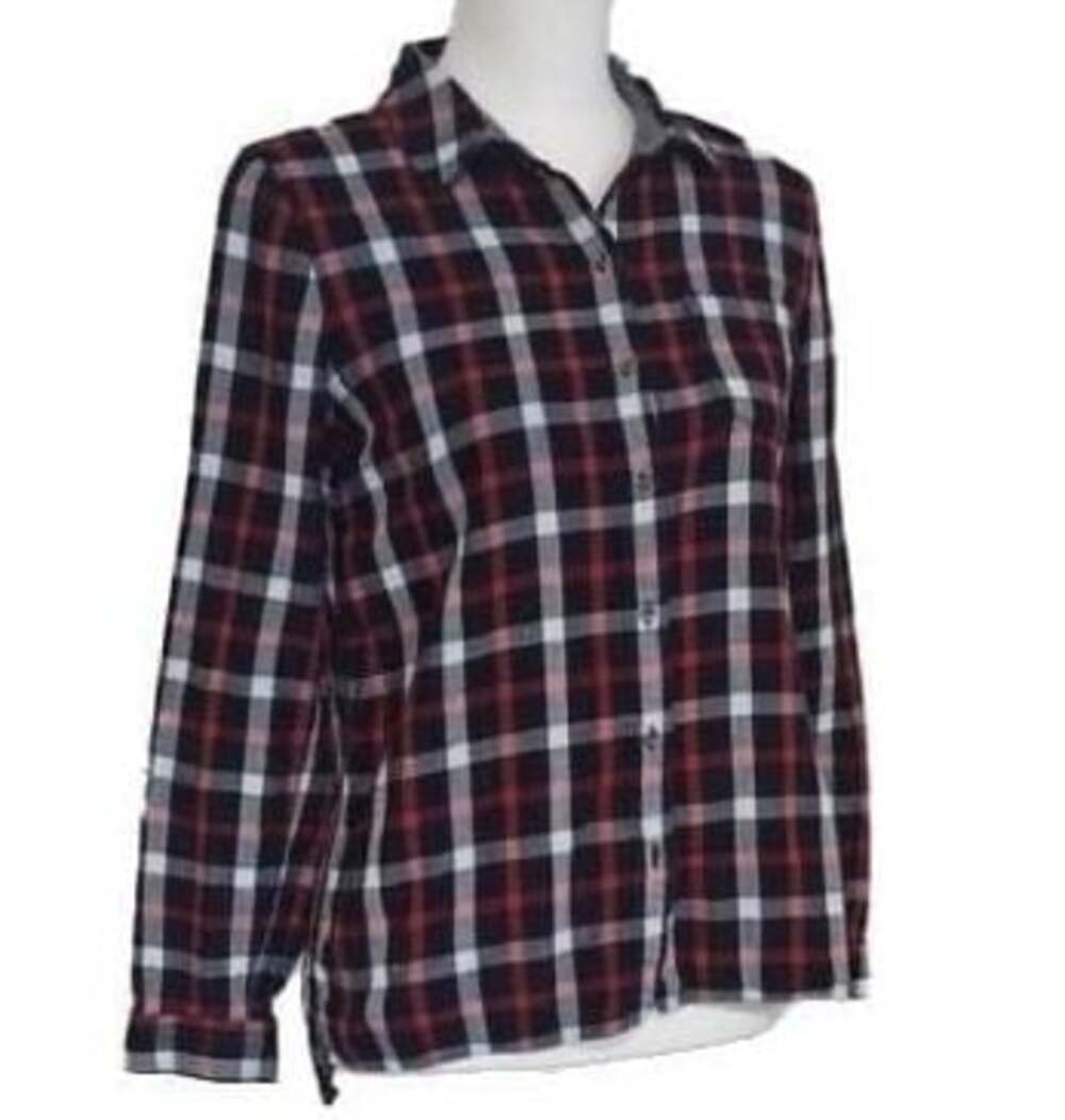 J. Jill Plaid 100% Cotton Shirt,Houndstooth Lining, Roll up 3/4 sleeves, Sz.XS